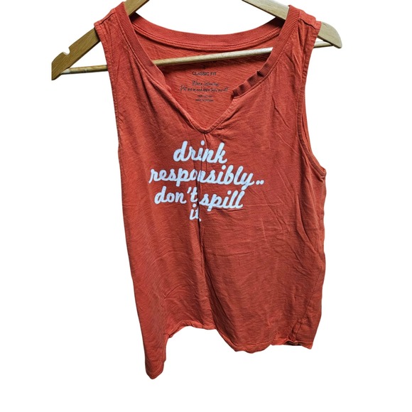 Torrid Classic Fit Tank Top Orange Drink Responsibly Graphic Sleeveless - Picture 1 of 3